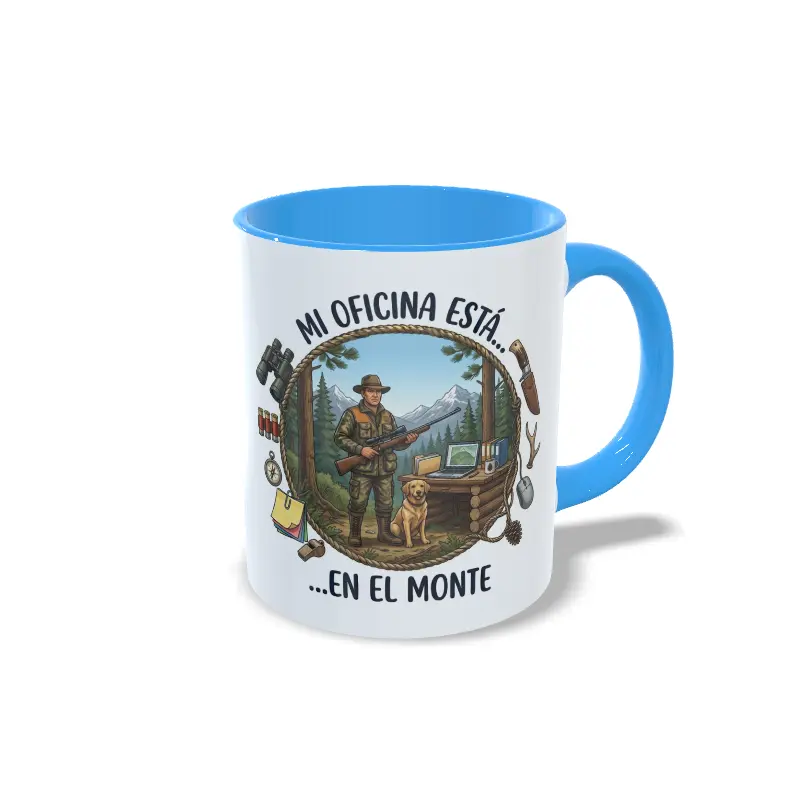 Derecha azul claro mi oficina está en el monte Taza azul claro. Mi oficina está en el monte
