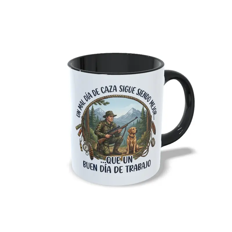 Taza negra Un mal día de caza sigue siendo mejor que un buen día de trabajo