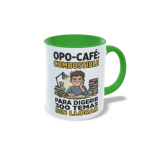 Taza verde Oposiciones, café obligatorio
