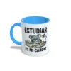Taza azul claro Oposiciones Estudiar es mi cardio