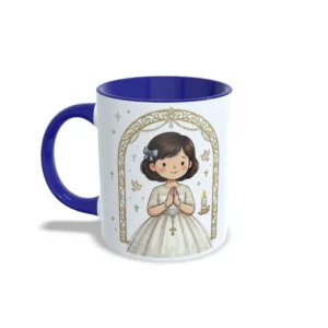 Izquierda azul oscuro Comunión2 mujer Taza Mi primera Comunión azul oscuro