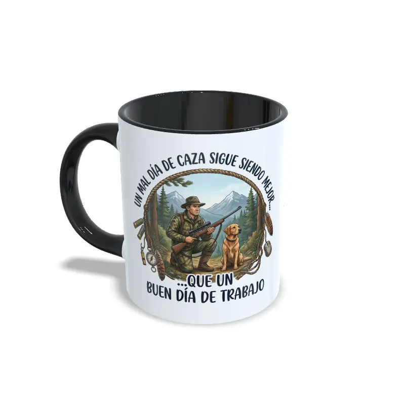 Taza negra Un mal día de caza sigue siendo mejor que un buen día de trabajo