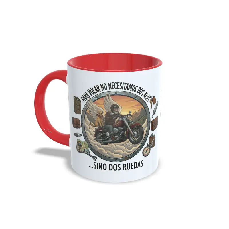 Izquierda rojo moto2 Taza Roja. Dos alas, dos ruedas