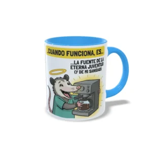 Taza Sanitaria Cómic Máquina de Café azul claro