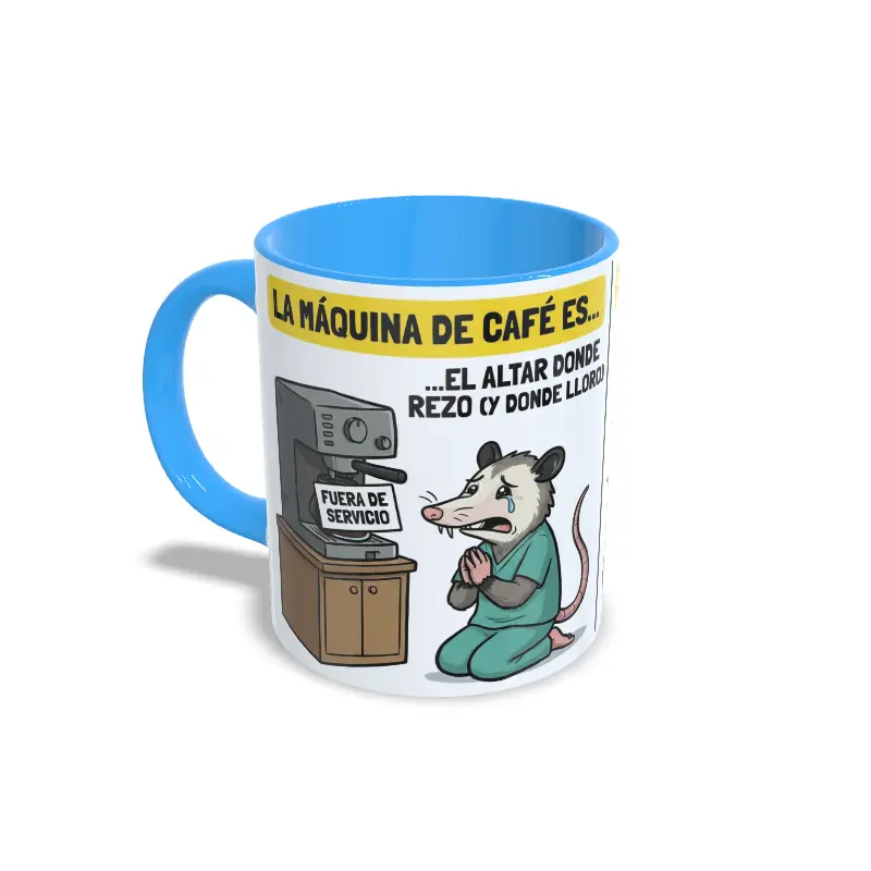 azul claro izquierda sanitario6 Taza Sanitaria Cómic Máquina de Café azul claro