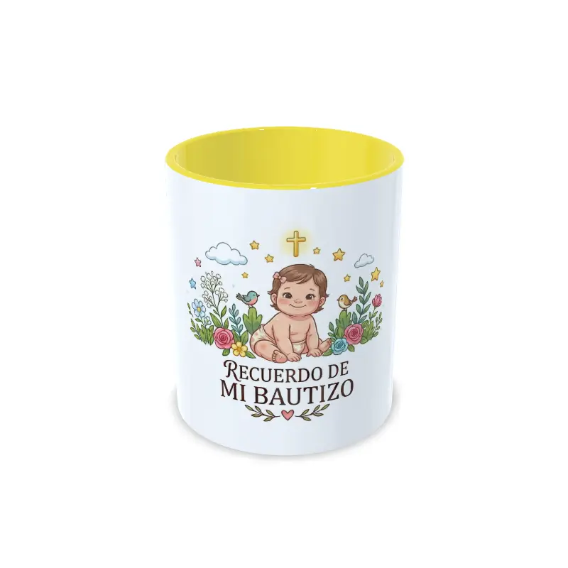 Taza bautizo chica amarilla