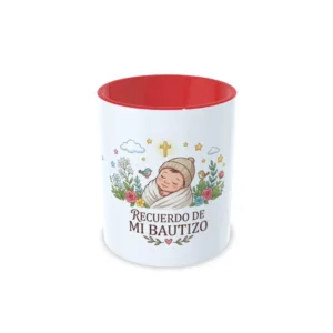 centro rojo bautizo 2 Taza bautizo rojo