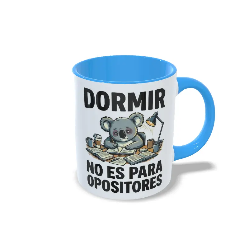 Taza azul claro Oposiciones Estudiar es mi cardio