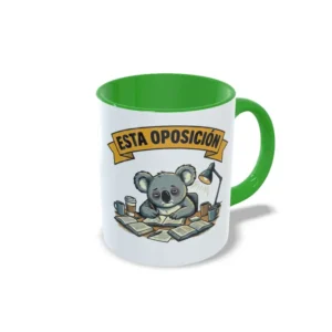 Taza verde oposiciones las apruebo por mis ojos cansados