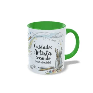 Taza Verde Hombre. Cuidado: Artista creando