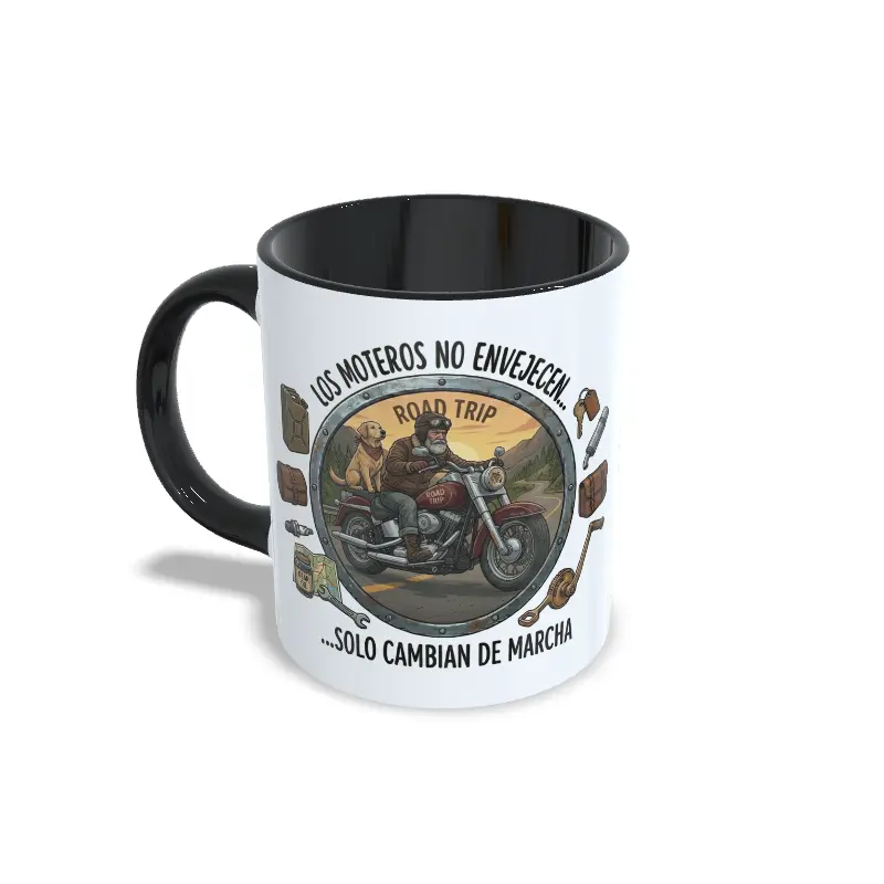 izquierda negro moto1 taza Negro los moteros no envejecen