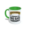 Taza verde oposiciones las apruebo por mis ojos cansados