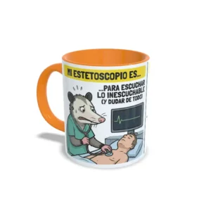 naranja izquierda sanitario5 Taza Sanitaria Cómic Estetoscopio