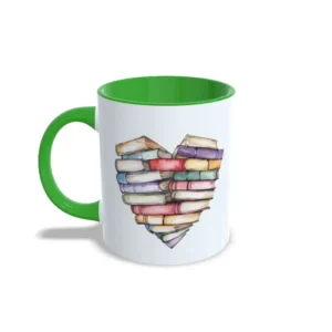 Taza corazón de libros