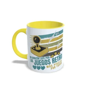 Taza mi corazón late por los juegos retro