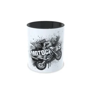 Taza Motocross Diseño Dirt Bike Blanco y Negro