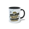 Taza de cerámica de ciclismo con temática galáctica y frase Soy el mejor ciclista de la galaxia cuando la fuerza me acompaña, interior y asa en color negro, vista lateral derecha.
