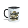 Taza de cerámica de ciclismo con temática galáctica y frase Soy el mejor ciclista de la galaxia cuando la fuerza me acompaña, interior y asa en color negro, vista lateral izquierda.